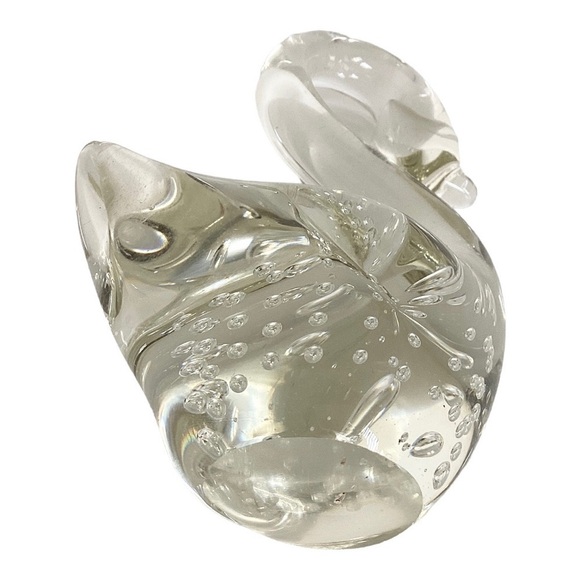 Art Glass Swan Figurine Paperweight Artisan Hand Blown Controlled Bubbles VTG - Picture 10 of 14